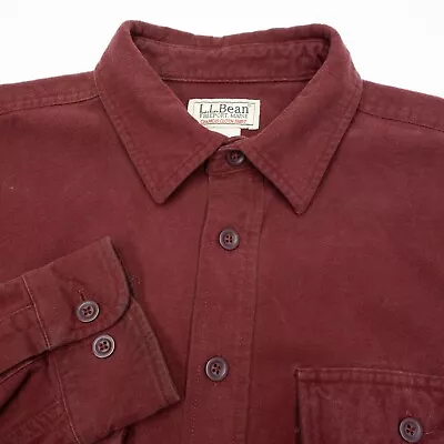 L.L. Bean Chamois Shirt Men's Large Tall LT Long Sleeve Flannel Heavyweight • $34.95