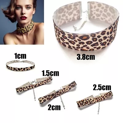 Choker Necklace Velvet Leopard Print Classic Gothic Retro Tattoo Neck Collar UK • £3.45