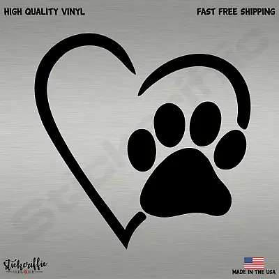 Paw Print With Heart Dog Cat Love Vinyl Die Cut Car Decal Sticker-FREE SHIPPING • $2.49