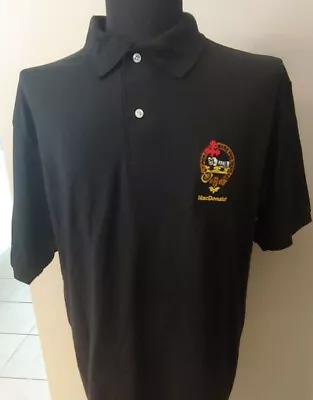 Clan MacDonald Crest Badge Polo Shirt Black Size Large • $28.99