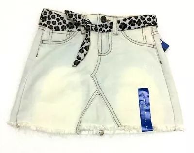 Tractr Girl's Kids Light Wash Denim Stretch Weathered Hem Skort Skirt Shorts • $8.99