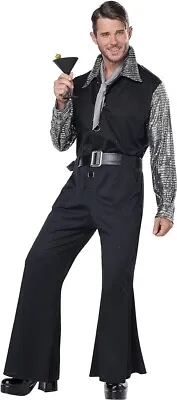 Adult Flashy 70s Style Jumpsuit Costume Mens 1970s Disco Fancy Dress Outfit • £25