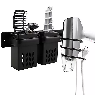 Hair Dryer Holder Wall Mounted Hair Straightener Holder With 2 Storage Cups.` • £16.90