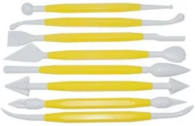 8pcs 16 Shapes Cake Decorating Shaper Sugarcraft Modelling Tools Kit - Yellow • £3.99