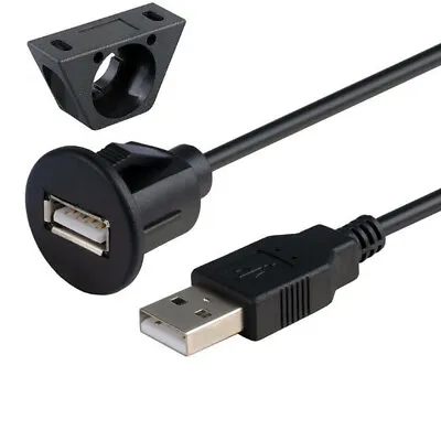 $12.99 • Buy 1m/2m Car Dashboard Flush Mount USB Male To Female Socket Panel Extension Cable