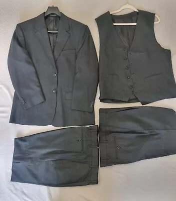 Endurance Men’s Formal Charcoal 3 Piece Suit-NEW- 42R Waistcoat 42R Trousers 36R • £44.99