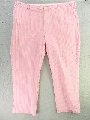 Jos A Bank Pants Mens 46x30 Pink Seersucker Striped Flat Front Straight • $24.95