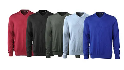 Ashworth Men's Diamond Texture Pima Pullover V-Neck Sweater Several Colors • $23.99