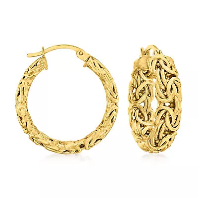 Ross-Simons 18kt Gold Over Sterling Small Byzantine Hoop Earrings. 1 Inch • $69