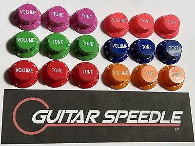 Guitar Volume Tone Knobs Stratocaster Strat Red Orange Green Blue Purple Pink • $6.98