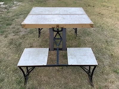 Vintage  Handy  Suitcase Folding Picnic Table & Chair Set Milwaukee Stamping Co. • $175