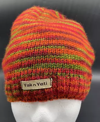 Yak And Yeti All Wool-Fleece Lined Women’s Beanie Hat Orange-Red-green One Sz • $27.95