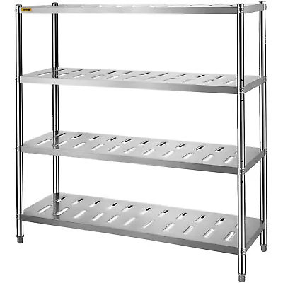 VEVOR 60  Stainless Steel Storage Shelf 4-Tier Storage Shelving Rack Adjustable • $145.34