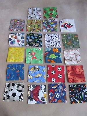 22  4  X 4  Quilt Squares Lot - Heavy On Boys Sports Dinosaur Race Car Balls • $3