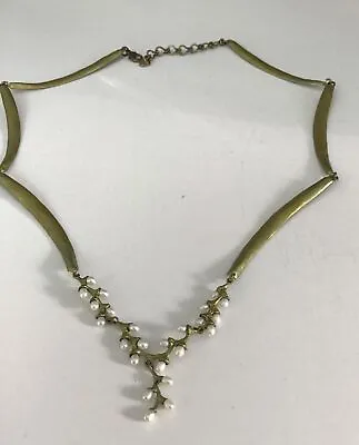 Michael Michaud Hosta Leaf Grass And Pearl Necklace • $110