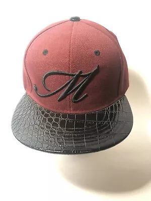 Maroon And Black Monogram M Cap Hat With Bill Detail Rost • $16.99