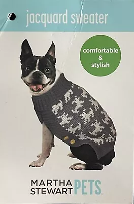 Martha Stewart Jacquard Dog Sweater Size X-Small 7” Length New Grey • $7.50