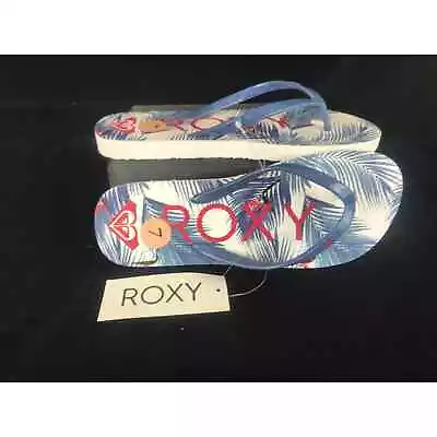 Women's Flip Flops Sandals Blue White Red Floral Roxy 7 New • $18.99