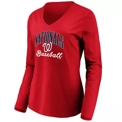 Washington Nationals V-Neck Long Sleeve T-Shirt Womens S (NWT) • $30