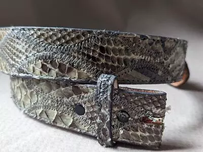 Vintage JUSTIN Buckle Belt GENUINE SNAKE Snakeskin 32 Leather WESTERN Cowboy • $68.95