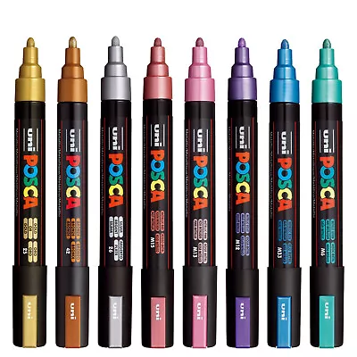 Uni Posca Metallic Marker Range - Water-Soluble Paint Pen Opaque Colours • £6.25