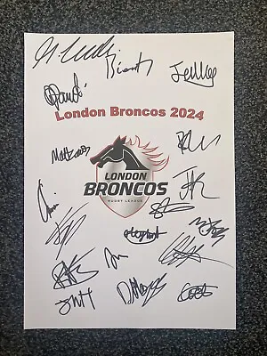 London Broncos 2024 Rugby League Hand Signed  A4 Autograph SheetParataMacani • £9.99