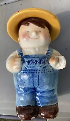 Vintage Ceramic Farm Boy Kitchen Jar With Hat Lid • $8