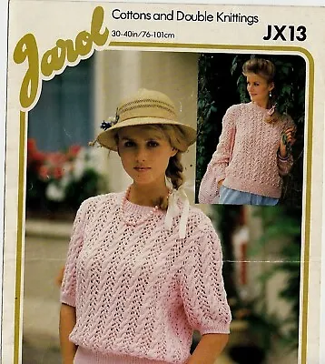 Jarol Cottons And DK KNITTING PATTERN Women Lace And Cable Sweater • £0.85