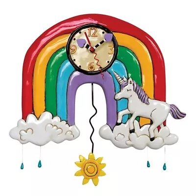 Michelle Allen Designs Rainbows & Unicorns Pendulum Kitchen Wall Clock P1806 • $69.99