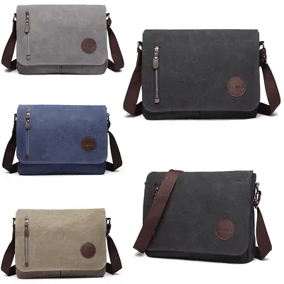 Men's Canvas Shoulder Bags Messenger Bag REID-BLOCKING School Cross Body Satchel • £11.97