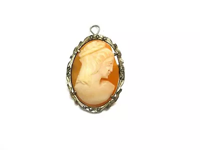 Ladies Vintage Cameo Brooch/Pin/Pendant Set In 800 Silver Frame • $2.95