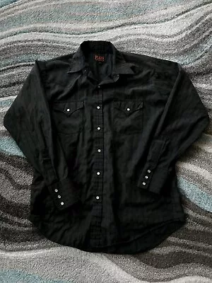 Vintage Pearl Snap Western Shirt Mens Medium Black Ely Plains  • $14.94