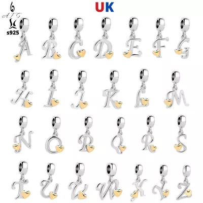 £17.99 • Buy S925 Pendant Charm Bead Alphabet Birthday Names Letter A - Z Love Heart AFG