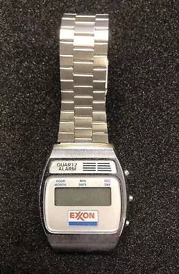 Vintage EXXON LCD Digital  Quartz  6 Function 5 1/2 Digit With Night Light • $5