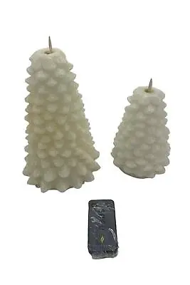 Martha Stewart 6  & 9  Glitter Holiday Tree Pillars W/ Remote • $69.34