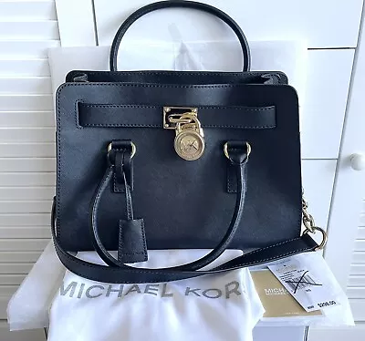 MICHAEL KORS Black HAMILTON East West Satchel Bag W/Dust Bag/Tag/Card • $89.99