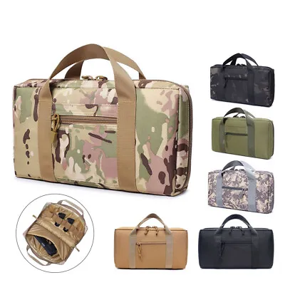 Tactical Pistol Case Gun Storage Bag Magazine Pouch Carry Shockproof Bag Hunting • £10.04