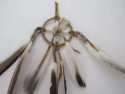 3  Navajo Medicine Wheel Buckskin Leather & Feathers Handmade Good Dreams W/COA • $26.99