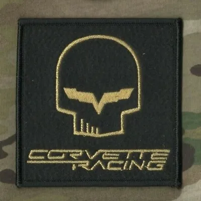 Corvette Racing Super Sports Team Logo: CORVETTE RACING Iron-On Gold SKULL 3.6  • $12.99