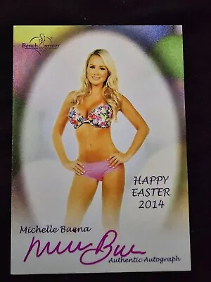 2014 Michelle Baena Authentic Auto Happy Easter Benchwarmer Pink Ink  • $2.50