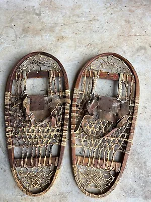 Pair Vintage US Military Marked Snowshoes With Stamped Bindings • $64.95