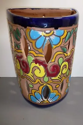 Vntg. Mexican Handmade Pottery Colorful Talavera Wall Lighting  Sconce Signed • $48