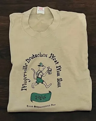 Vintage 80s German Beer Octoberfest 1986 Tan Running Race Tee Tshirt Medium • $29.36