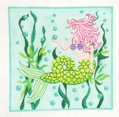 Kate Dickerson Mermaid With Pearl Handpainted Needlepoint Canvas • $139.50