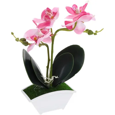 Mini Orchid Table Plant Ornament Artificial Potted Plant For Bathroom Kitchen • £8.35