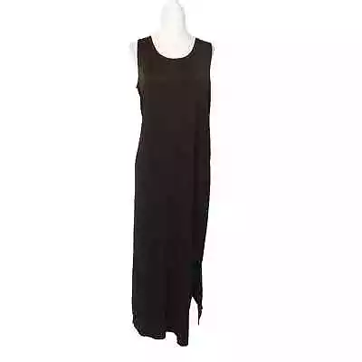 Vintage 90s Slinky Dark Brown Sleeveless Maxi Dress Medium • $34