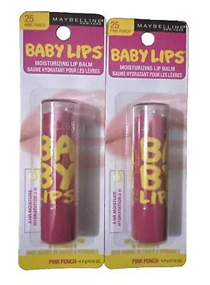 MAYBELLINE BABY LIPS MOISTURIZING LIP BALM #25 PINK PUNCH 2 Pack NIB • $6.49