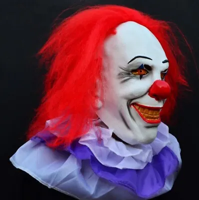 Pennywise Clown Mask Scary Halloween Killer Clown Mask With Hair Mens Costume • $22.99