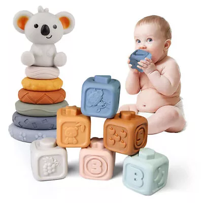 Kid Baby Stacking & Nesting ToySoft Stacking Ring Stacker & Building Block Toys • £18.11