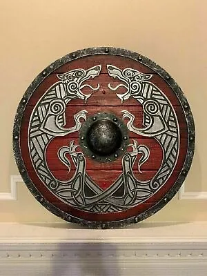£92.08 • Buy Medieval Shield Viking Shield 24  Wooden Shield Heavy Metal Fitted Handmade Gift